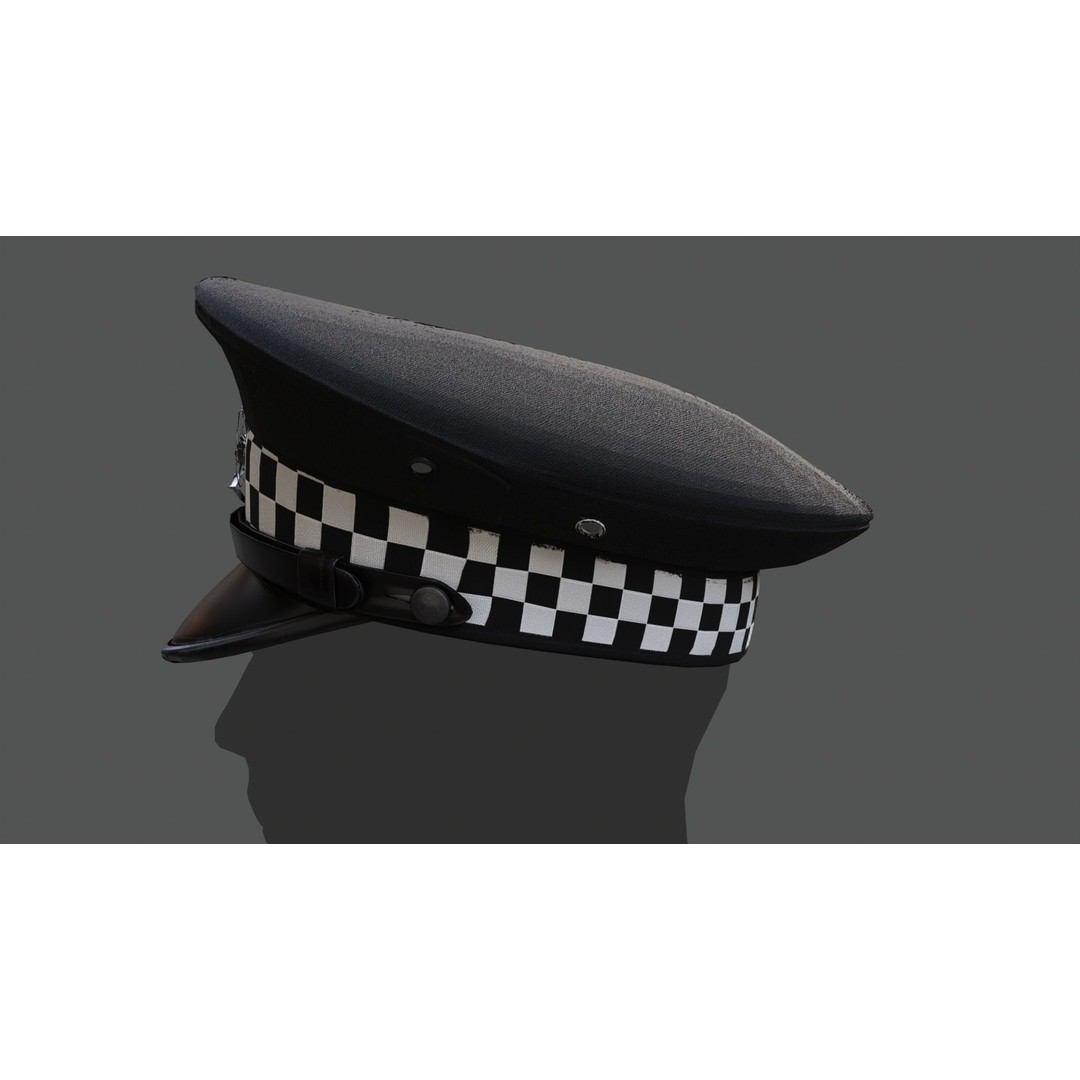 Scotland Police Flat Cap 3D Model – Low Poly Game Ready Asset, FBX/OBJ/Blend - View 14