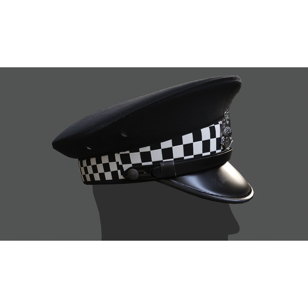 Scotland Police Flat Cap 3D Model – Low Poly Game Ready Asset, FBX/OBJ/Blend - View 6