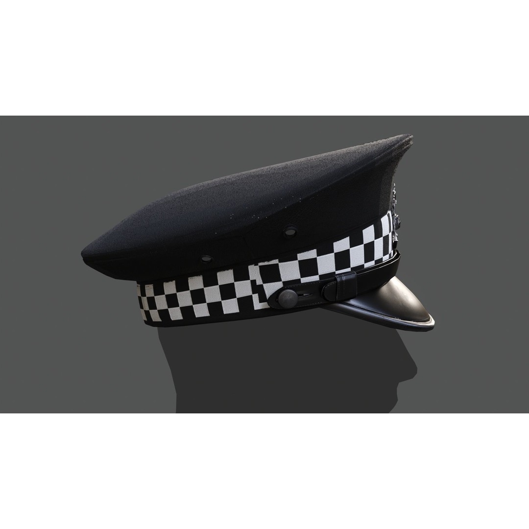 Scotland Police Flat Cap 3D Model – Low Poly Game Ready Asset, FBX/OBJ/Blend - View 7