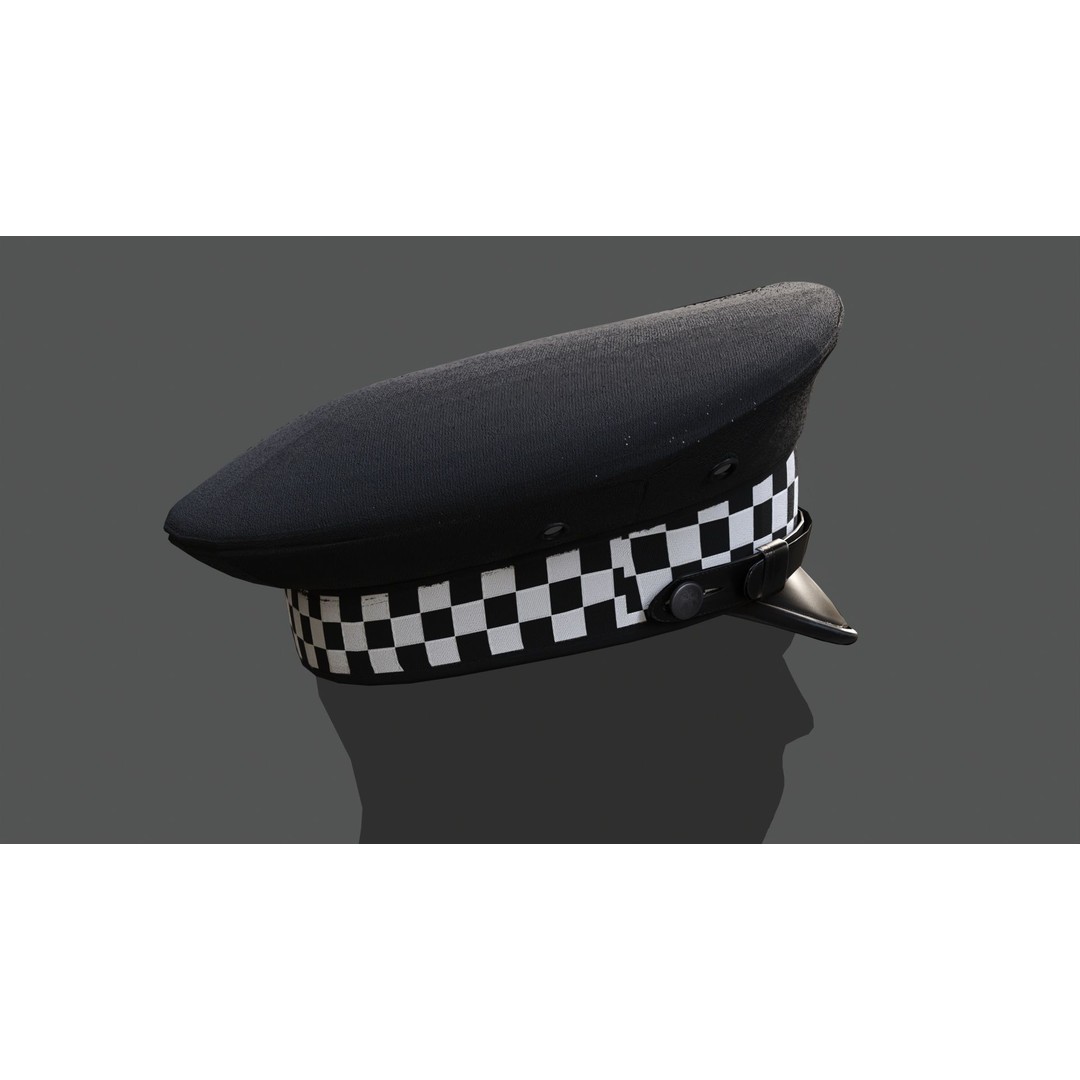 Scotland Police Flat Cap 3D Model – Low Poly Game Ready Asset, FBX/OBJ/Blend - View 8
