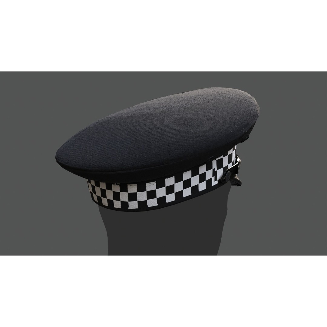 Scotland Police Flat Cap 3D Model – Low Poly Game Ready Asset, FBX/OBJ/Blend - View 9