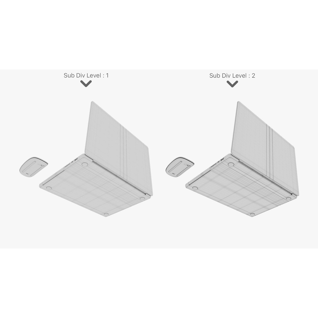 Apple MacBook Pro 16 Inch 3D Model – Space Gray Laptop with Magic Mouse