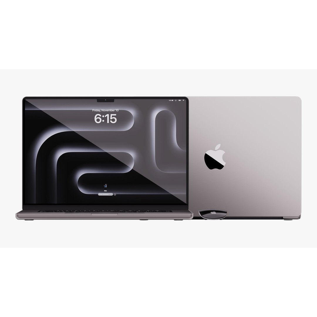 Apple MacBook Pro 16 Inch 3D Model – Space Gray Laptop with Magic Mouse - View 9