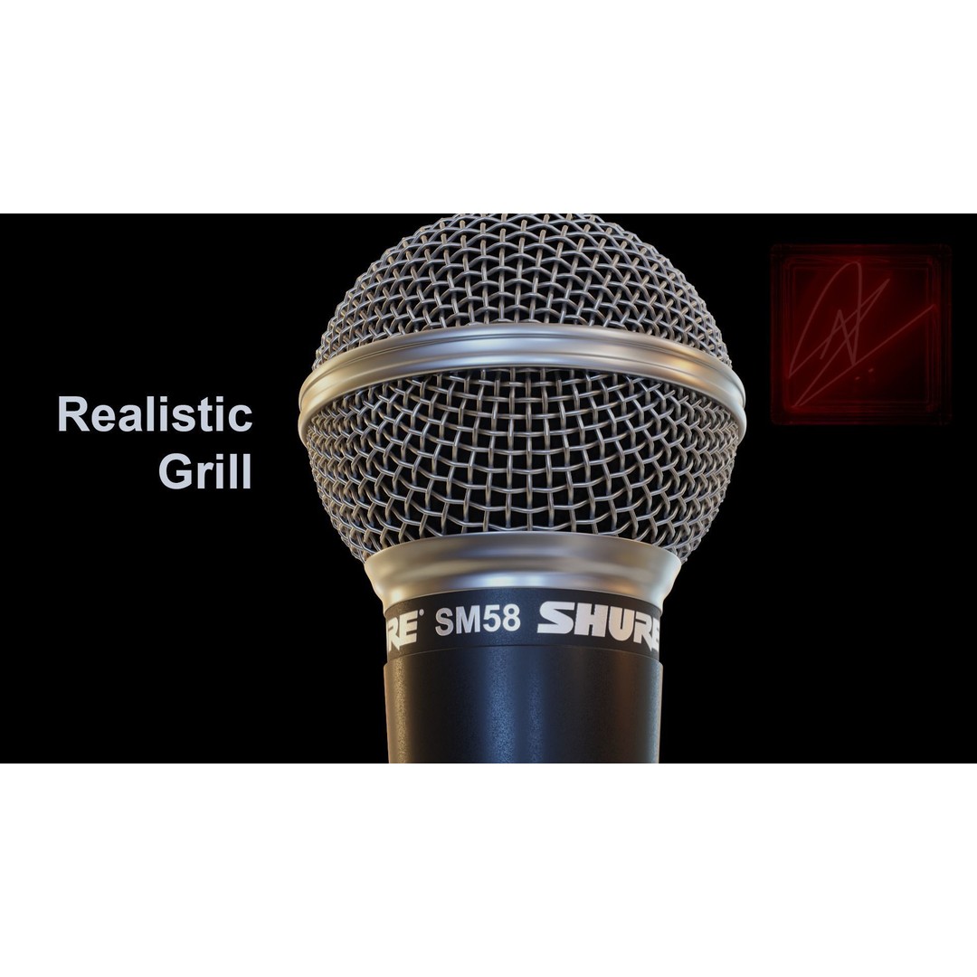 Shure SM58 3D Model – Low Poly Dynamic Microphone with PBR Textures - View 4