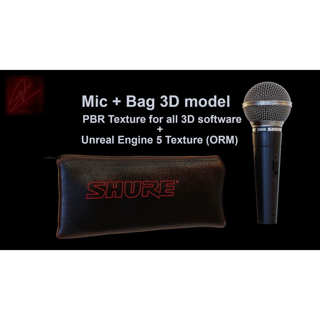 Shure SM58 3D Model – Low Poly Dynamic Microphone with PBR Textures - View 5