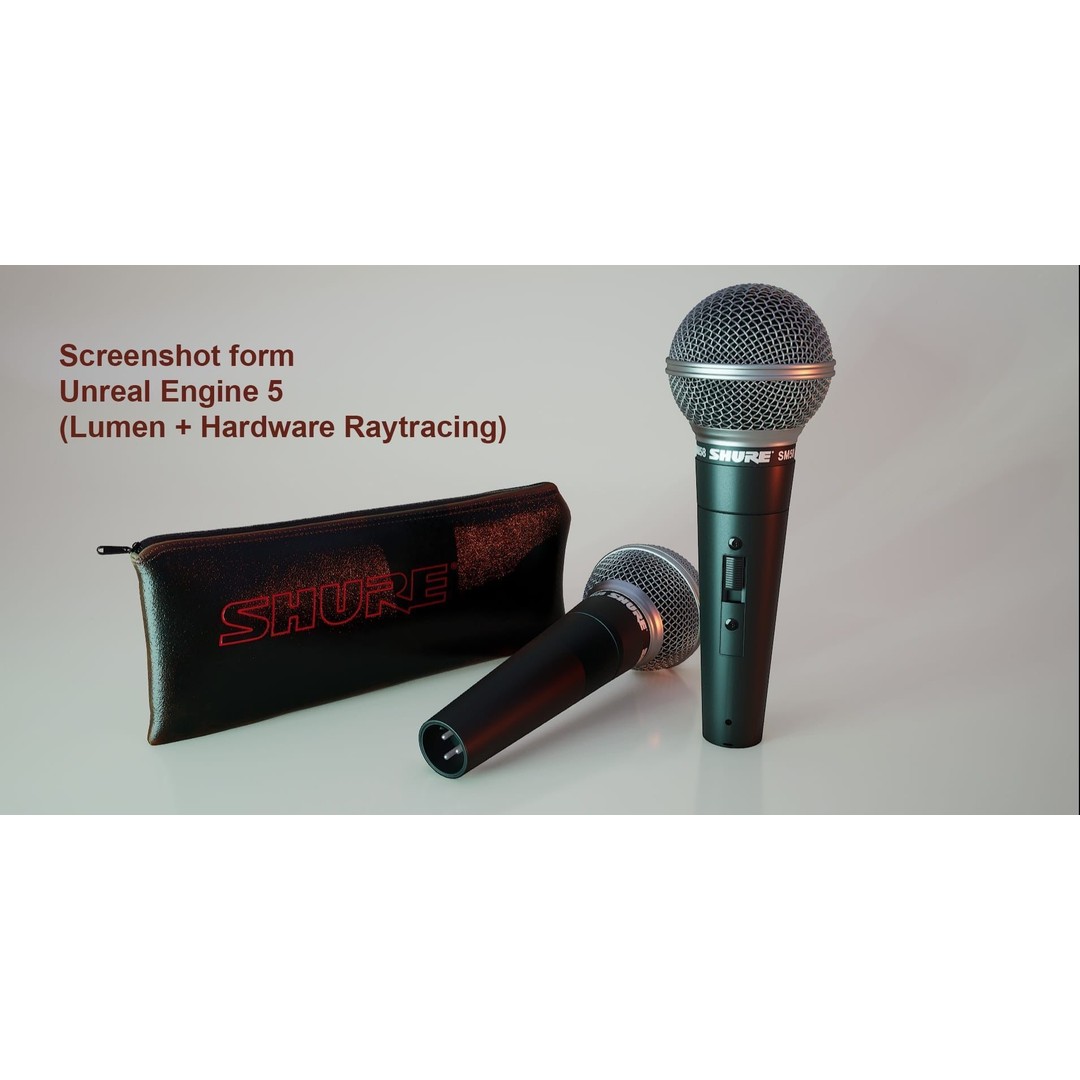 Shure SM58 3D Model – Low Poly Dynamic Microphone with PBR Textures - View 6