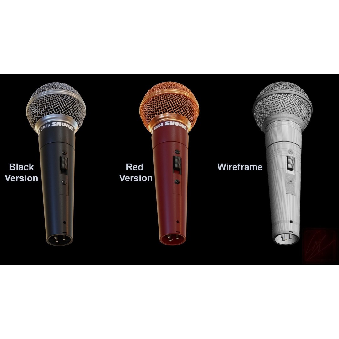 Shure SM58 3D Model – Low Poly Dynamic Microphone with PBR Textures - View 8