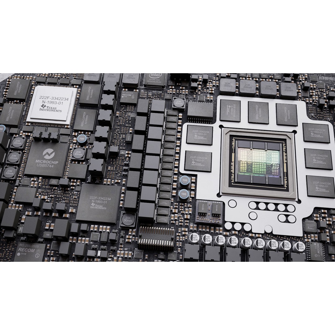 Electron Circuit Board Chip 3D Model – Detailed PBR Asset, FBX - View 8