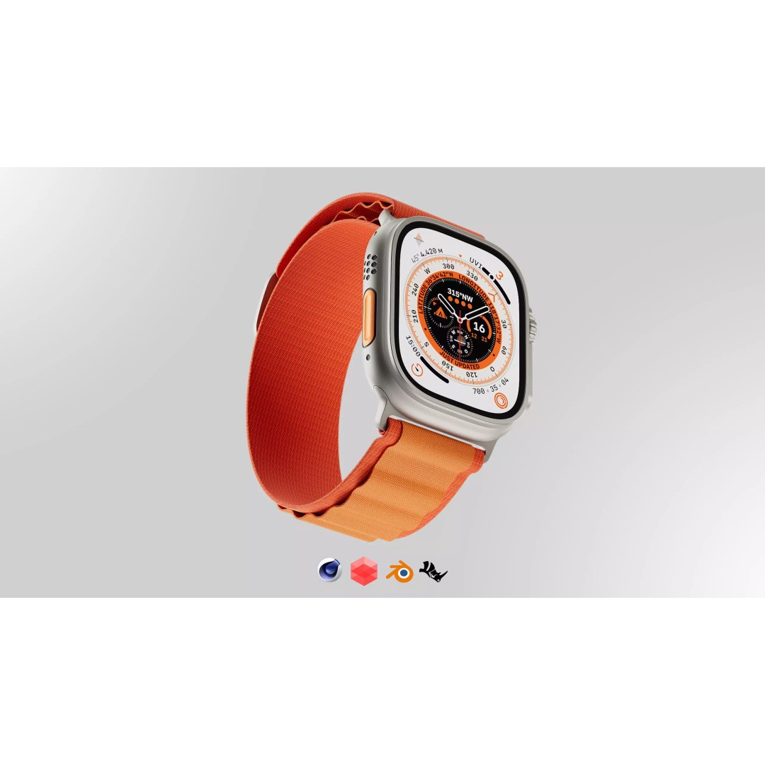 Apple Watch Ultra 3D Model – High Quality PBR, Blender, FBX, OBJ - View 2
