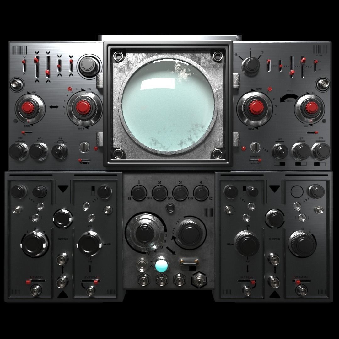 Complete Control Panel 3D Model – Vintage Electronics Pack, FBX, OBJ - View 10