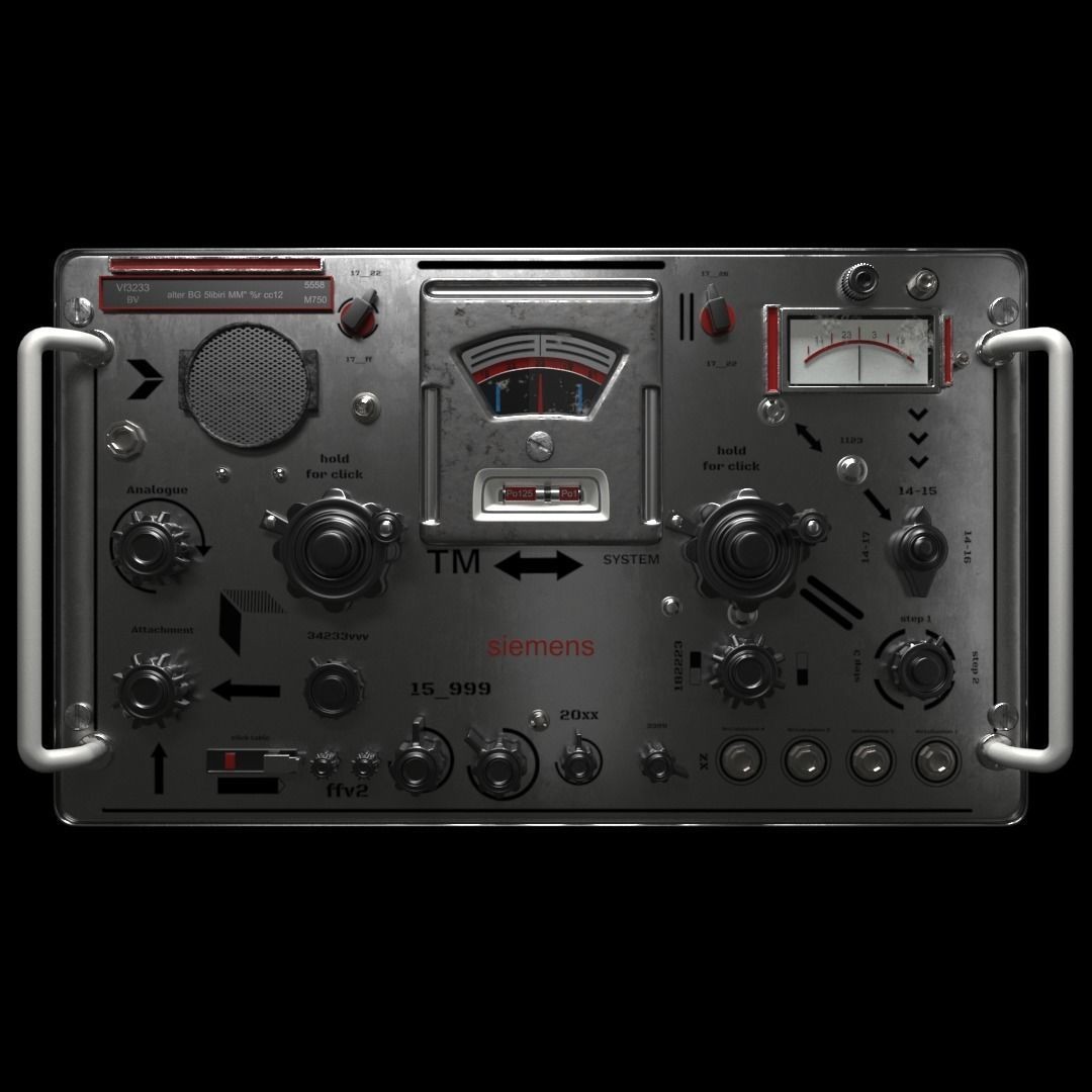 Complete Control Panel 3D Model – Vintage Electronics Pack, FBX, OBJ - View 11
