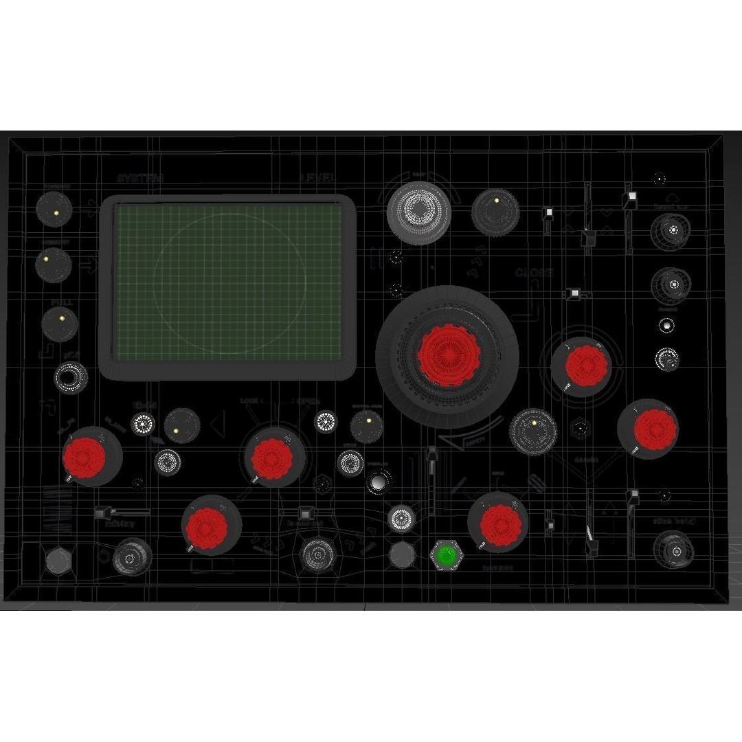 Complete Control Panel 3D Model – Vintage Electronics Pack, FBX, OBJ - View 21
