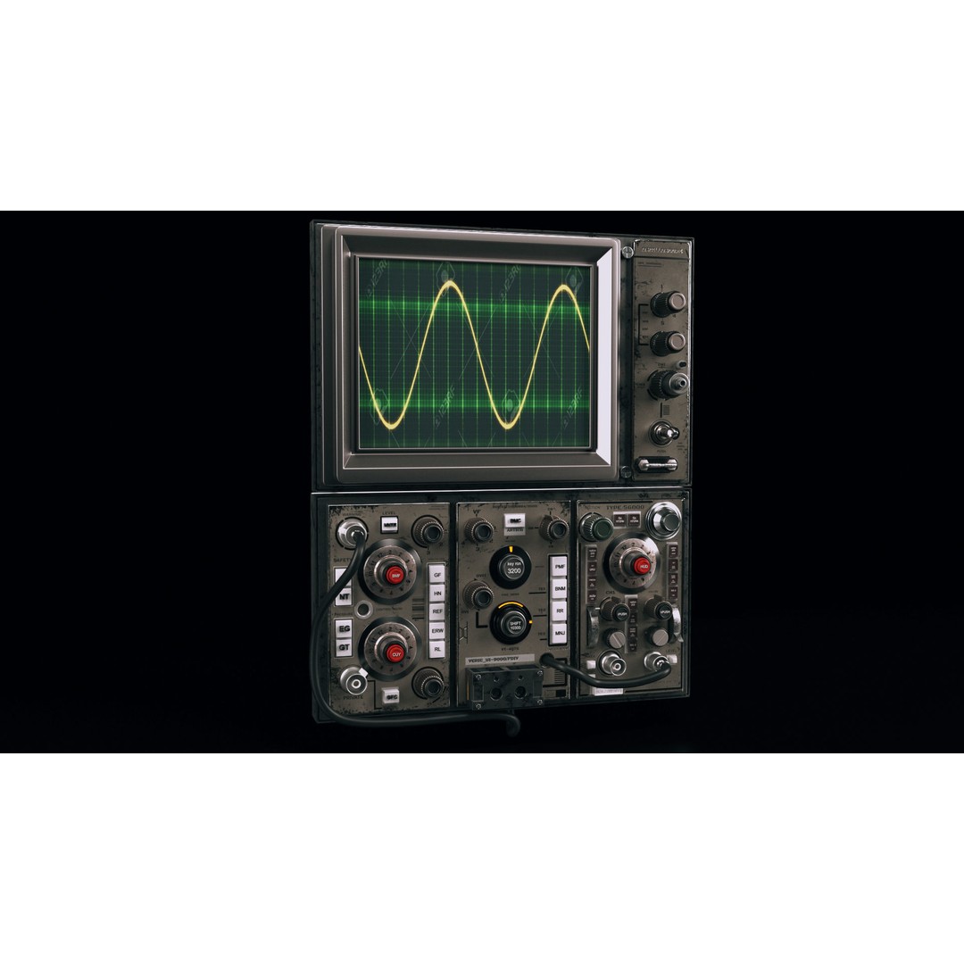 Complete Control Panel 3D Model – Vintage Electronics Pack, FBX, OBJ - View 6