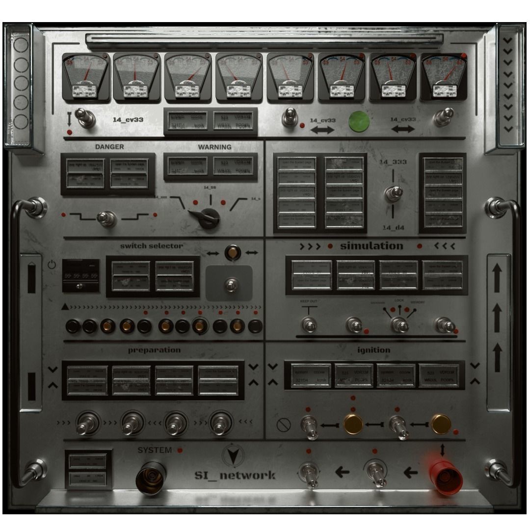 Complete Control Panel 3D Model – Vintage Electronics Pack, FBX, OBJ - View 8
