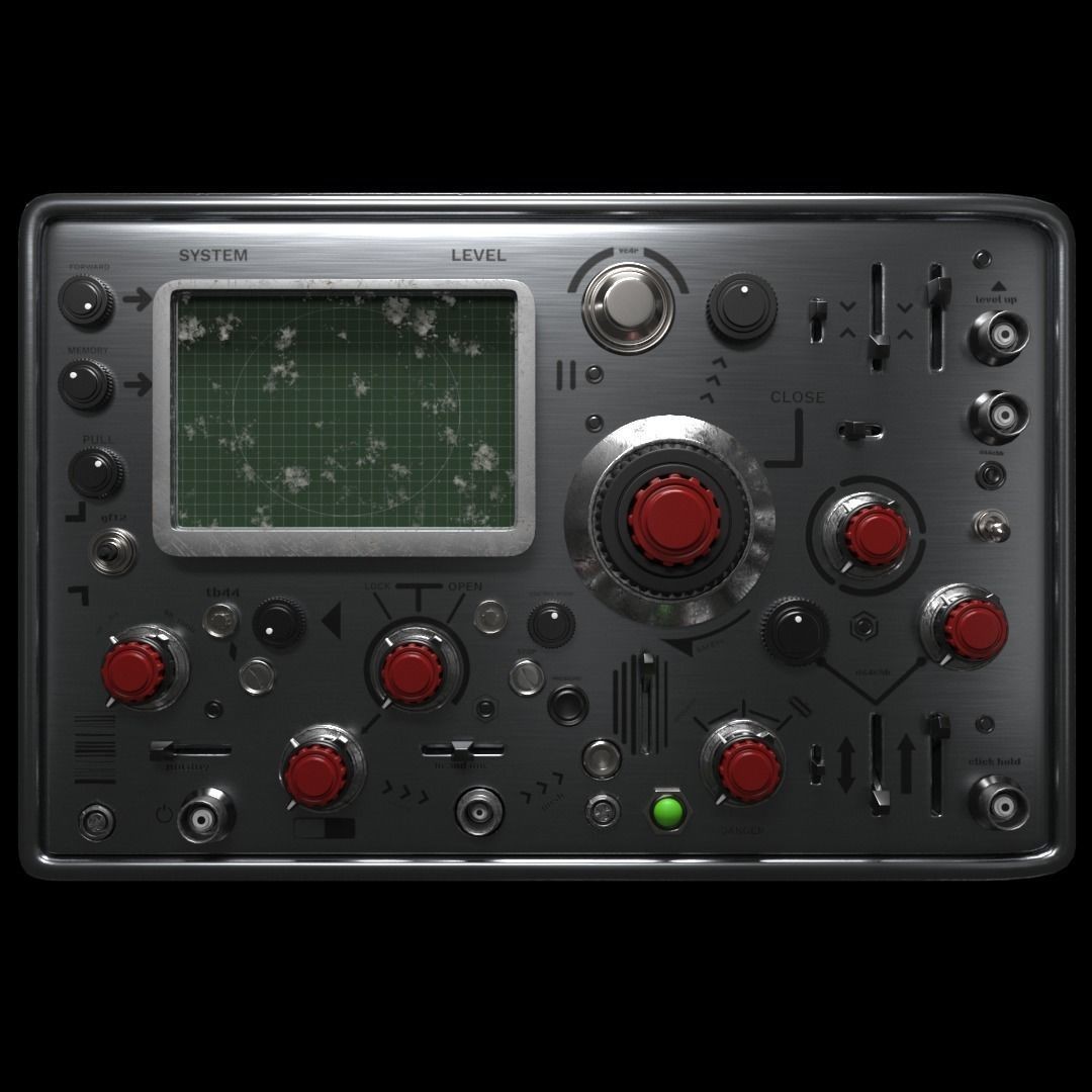 Complete Control Panel 3D Model – Vintage Electronics Pack, FBX, OBJ - View 9