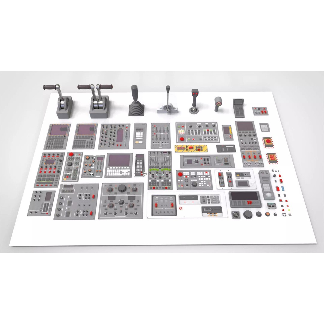 Dashboard Control Panel 3D Model – Detailed Interface Design, FBX - View 2
