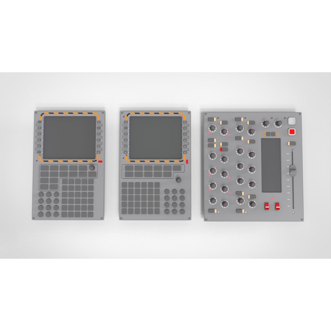 Dashboard Control Panel 3D Model – Detailed Interface Design, FBX - View 4