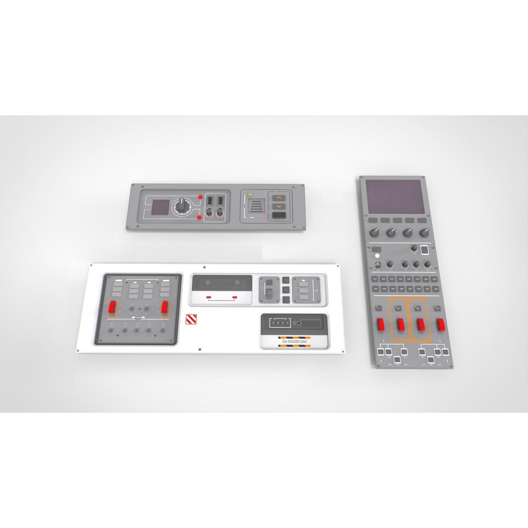 Dashboard Control Panel 3D Model – Detailed Interface Design, FBX - View 7
