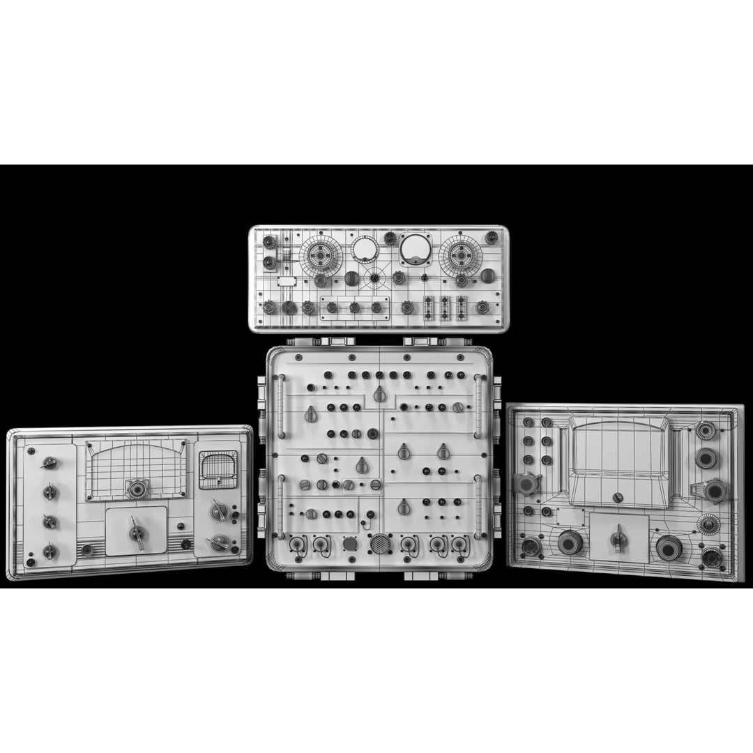 Control Panel 3D Model – Vintage Electronics with PBR Textures, FBX, OBJ