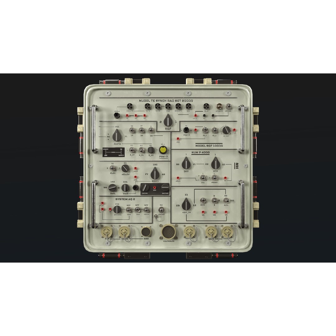Control Panel 3D Model – Vintage Electronics with PBR Textures, FBX, OBJ - View 10