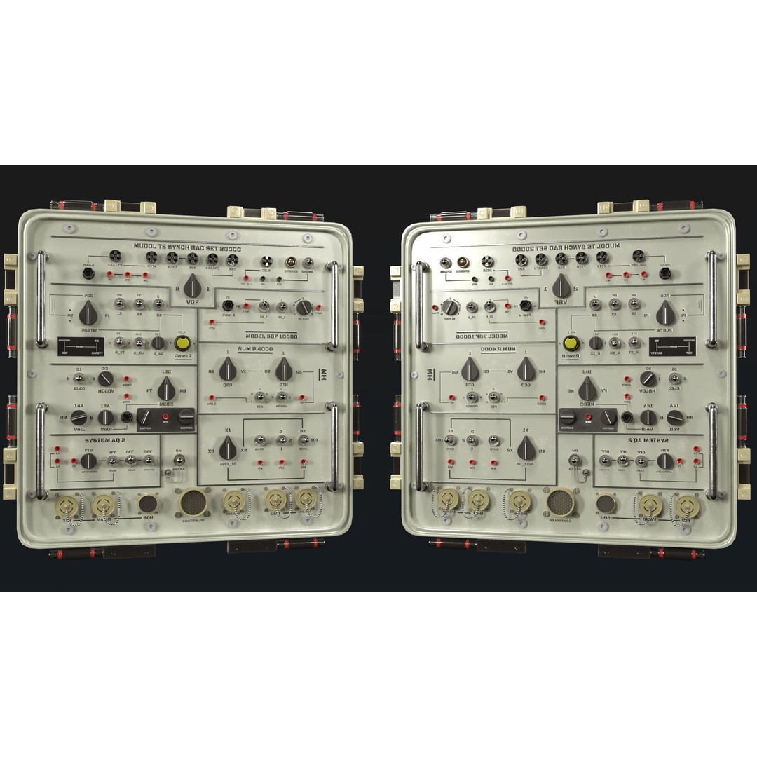 Control Panel 3D Model – Vintage Electronics with PBR Textures, FBX, OBJ - View 11