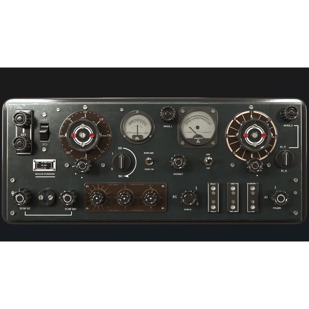 Control Panel 3D Model – Vintage Electronics with PBR Textures, FBX, OBJ - View 13