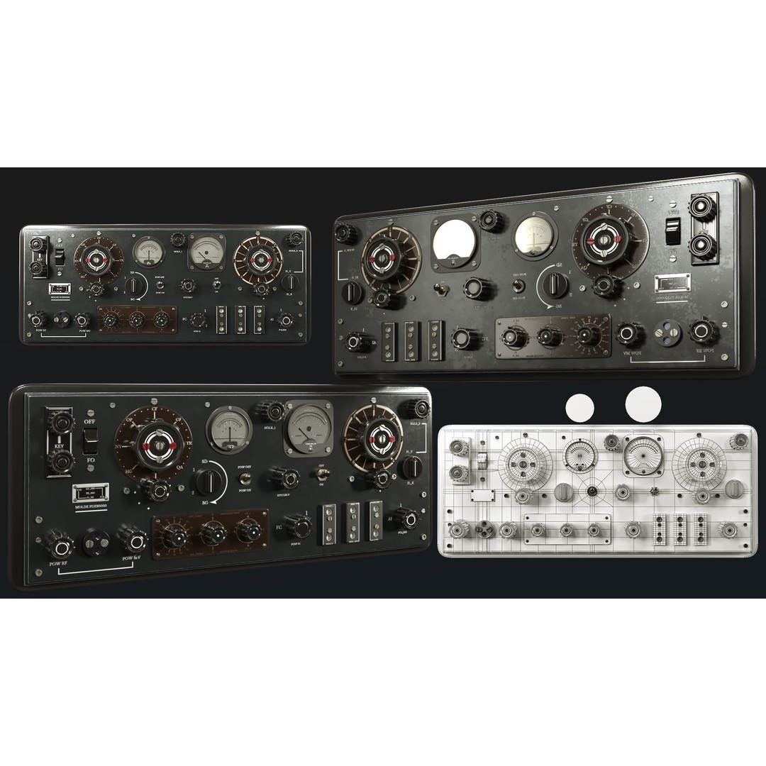 Control Panel 3D Model – Vintage Electronics with PBR Textures, FBX, OBJ - View 14