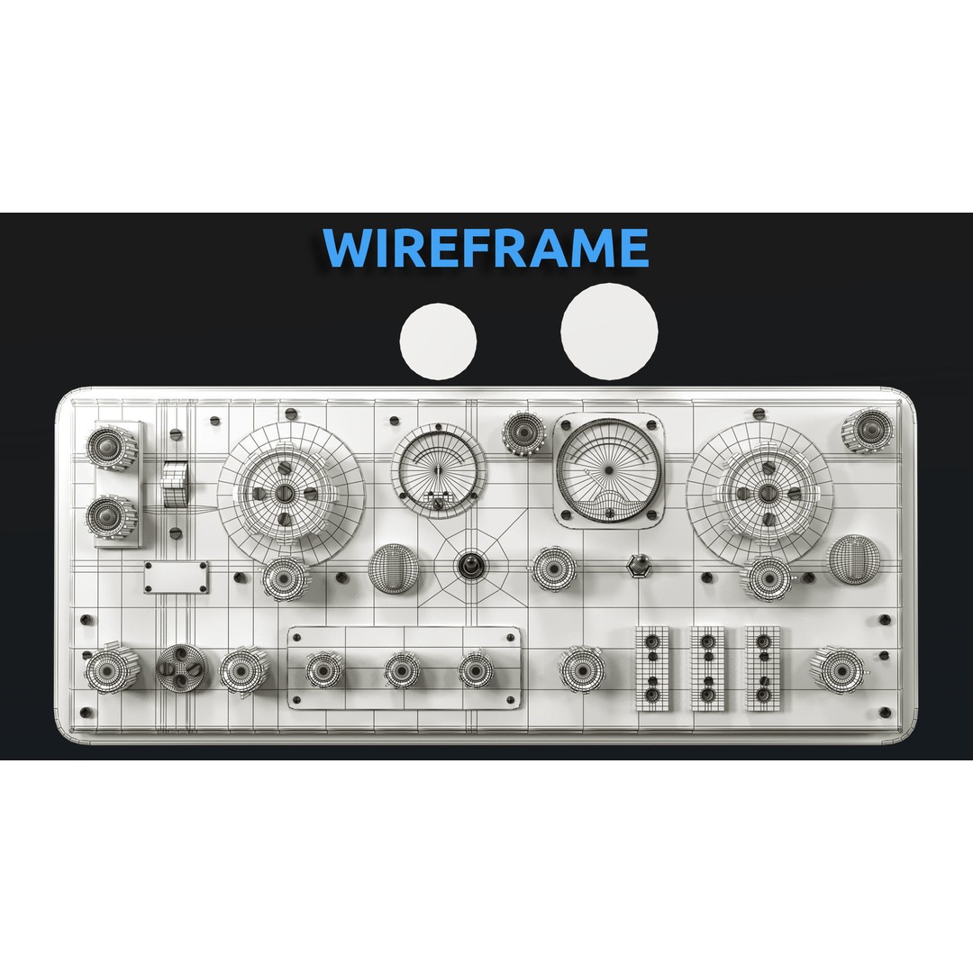 Control Panel 3D Model – Vintage Electronics with PBR Textures, FBX, OBJ - View 15