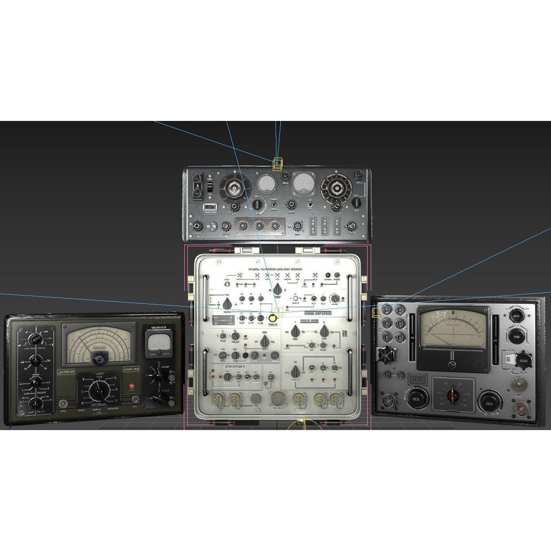 Control Panel 3D Model – Vintage Electronics with PBR Textures, FBX, OBJ - View 16