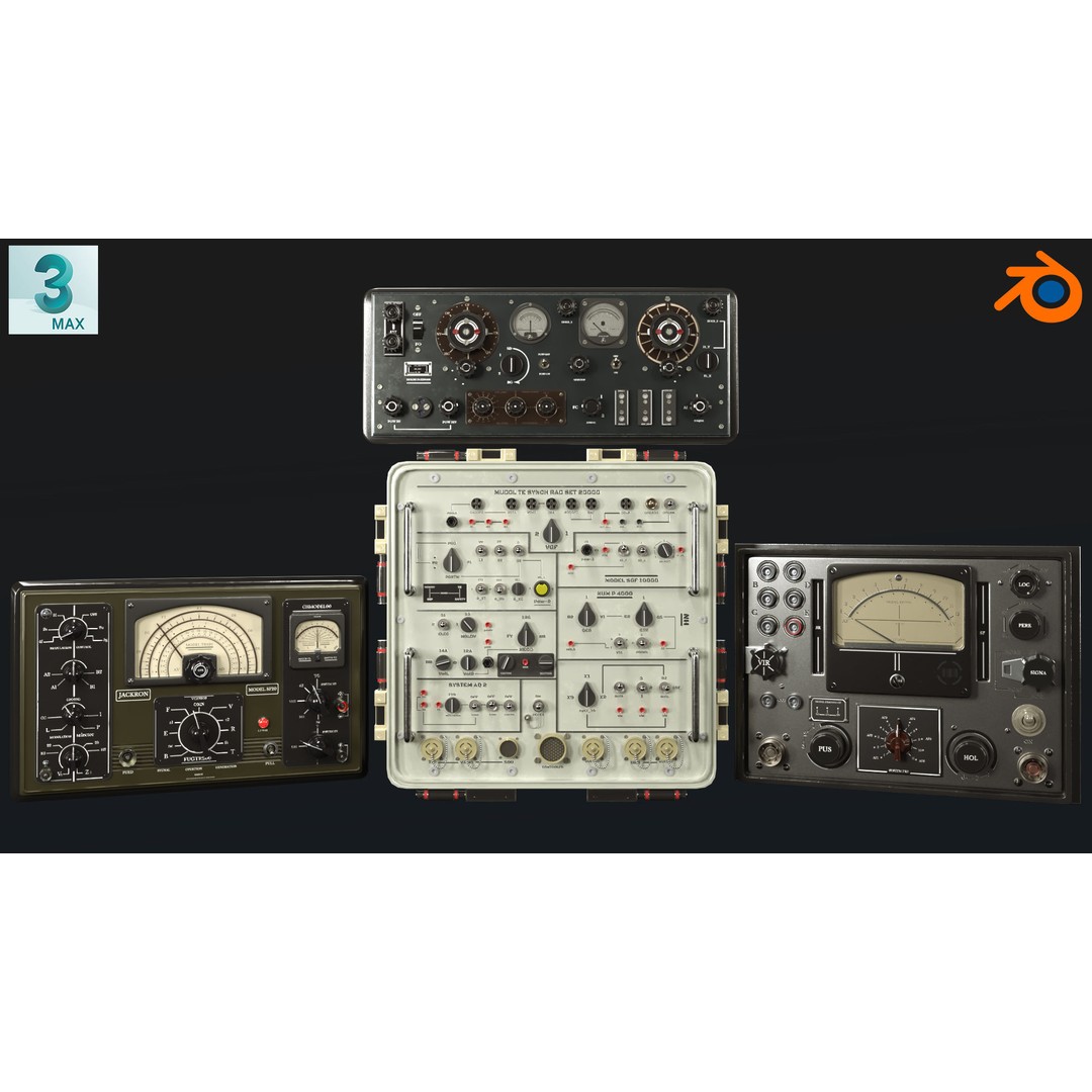 Control Panel 3D Model – Vintage Electronics with PBR Textures, FBX, OBJ - View 19