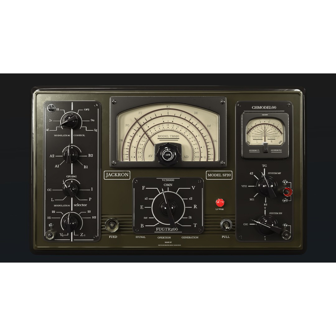 Control Panel 3D Model – Vintage Electronics with PBR Textures, FBX, OBJ - View 4