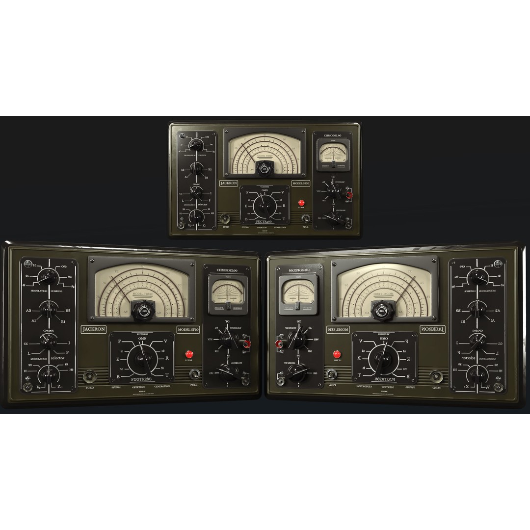 Control Panel 3D Model – Vintage Electronics with PBR Textures, FBX, OBJ - View 5