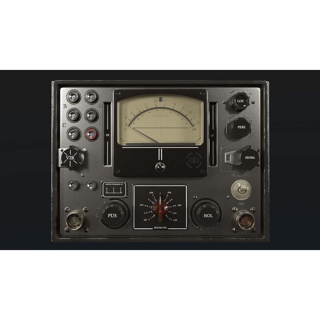 Control Panel 3D Model – Vintage Electronics with PBR Textures, FBX, OBJ - View 7