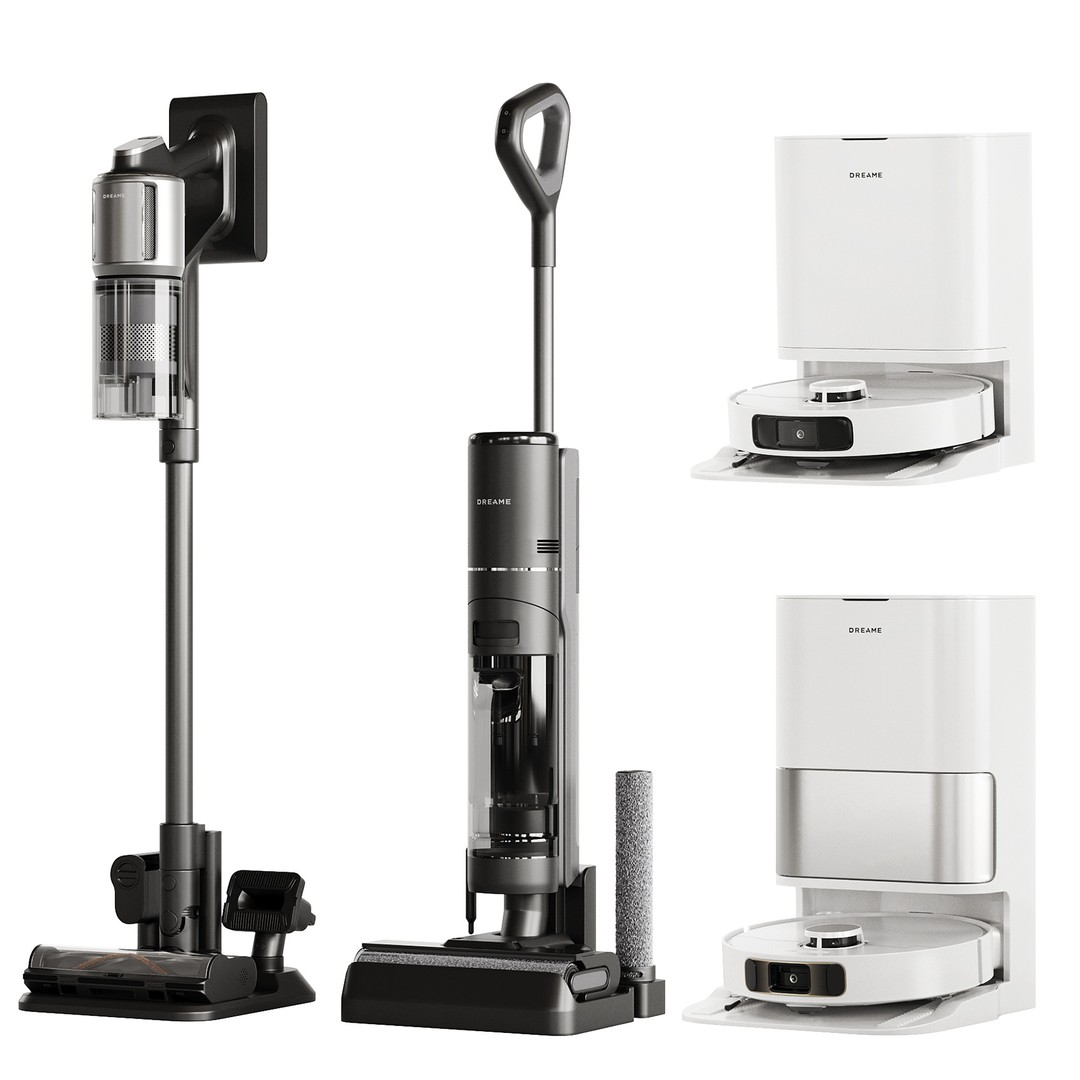Dreame Vacuum Cleaner Set 3D Model – High-Poly, PBR Textures, FBX/OBJ - View 3