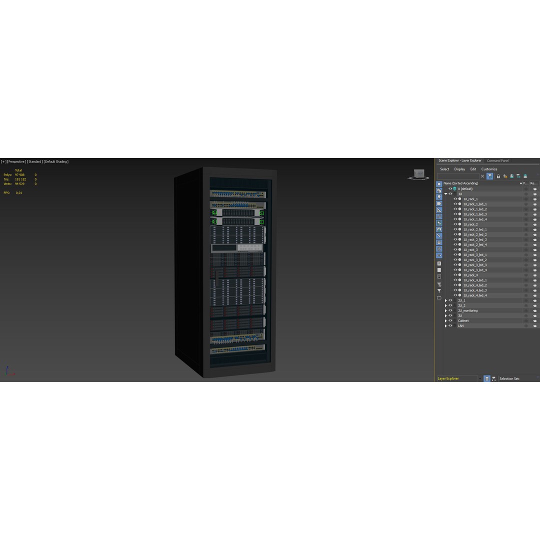 Modular Server Rack 3D Model – Low Poly PBR Asset for Games