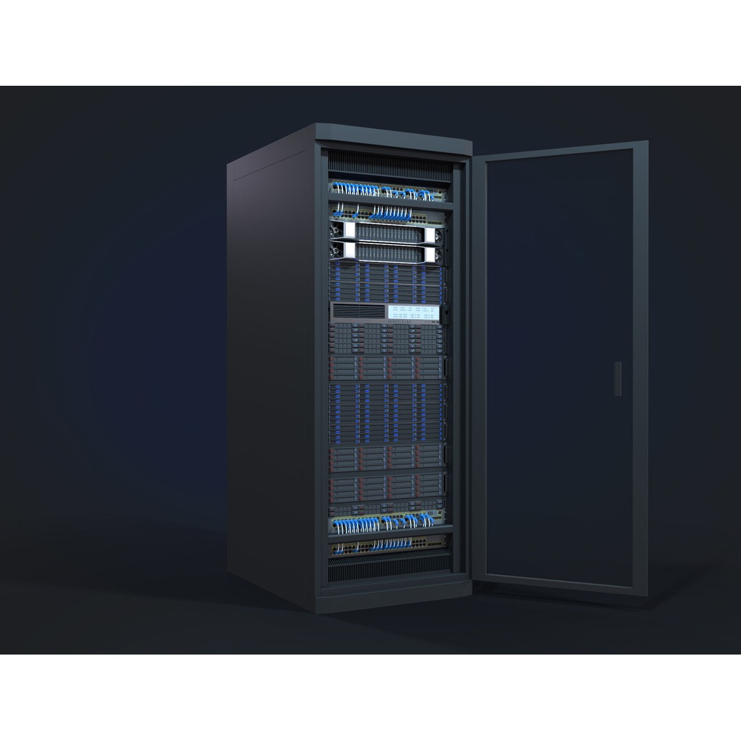 Modular Server Rack 3D Model – Low Poly PBR Asset for Games - View 3