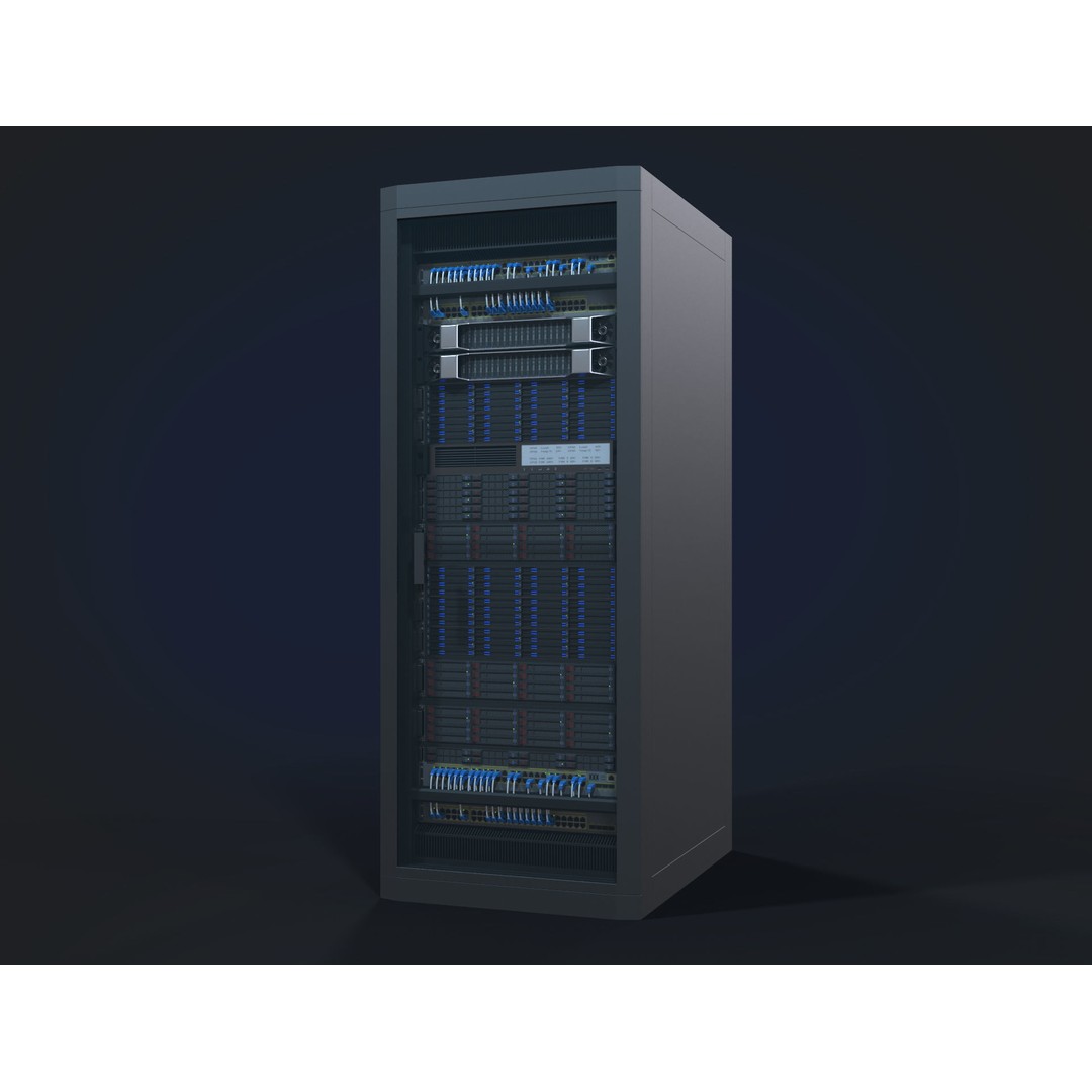 Modular Server Rack 3D Model – Low Poly PBR Asset for Games - View 4