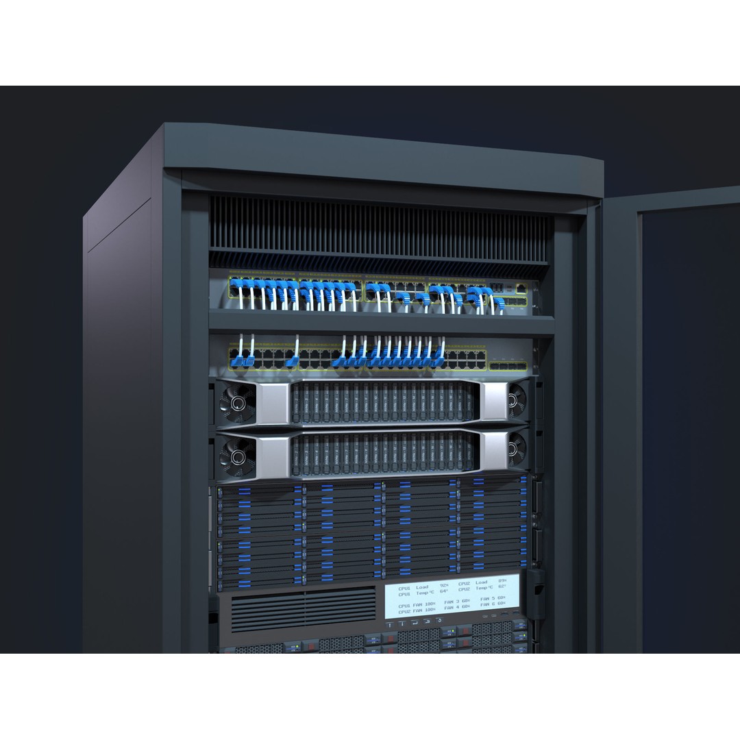 Modular Server Rack 3D Model – Low Poly PBR Asset for Games - View 5