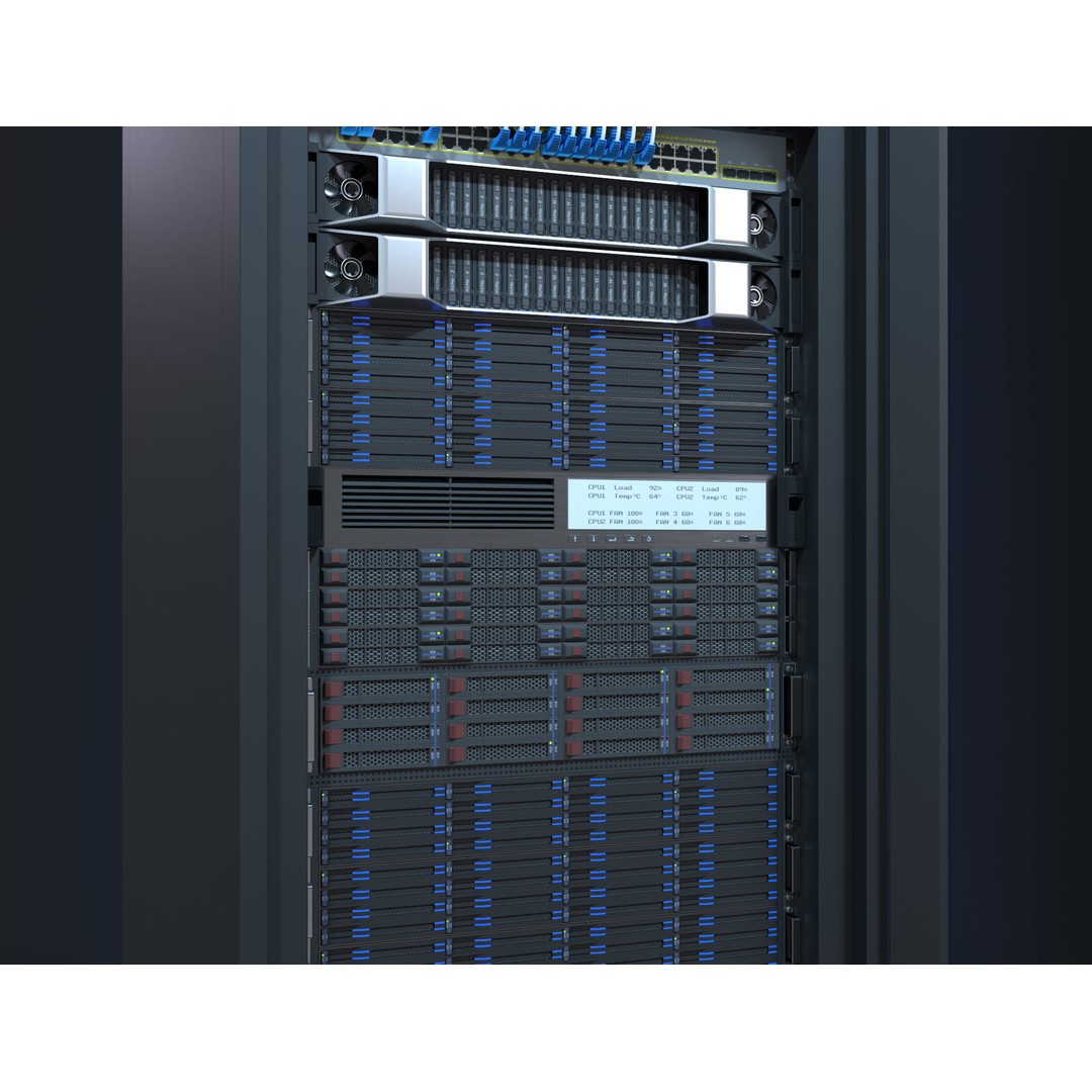 Modular Server Rack 3D Model – Low Poly PBR Asset for Games - View 6