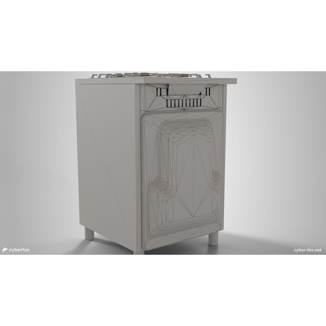 Stainless Steel Gas Stove 3D Model – Low Poly Game Asset, FBX - View 13