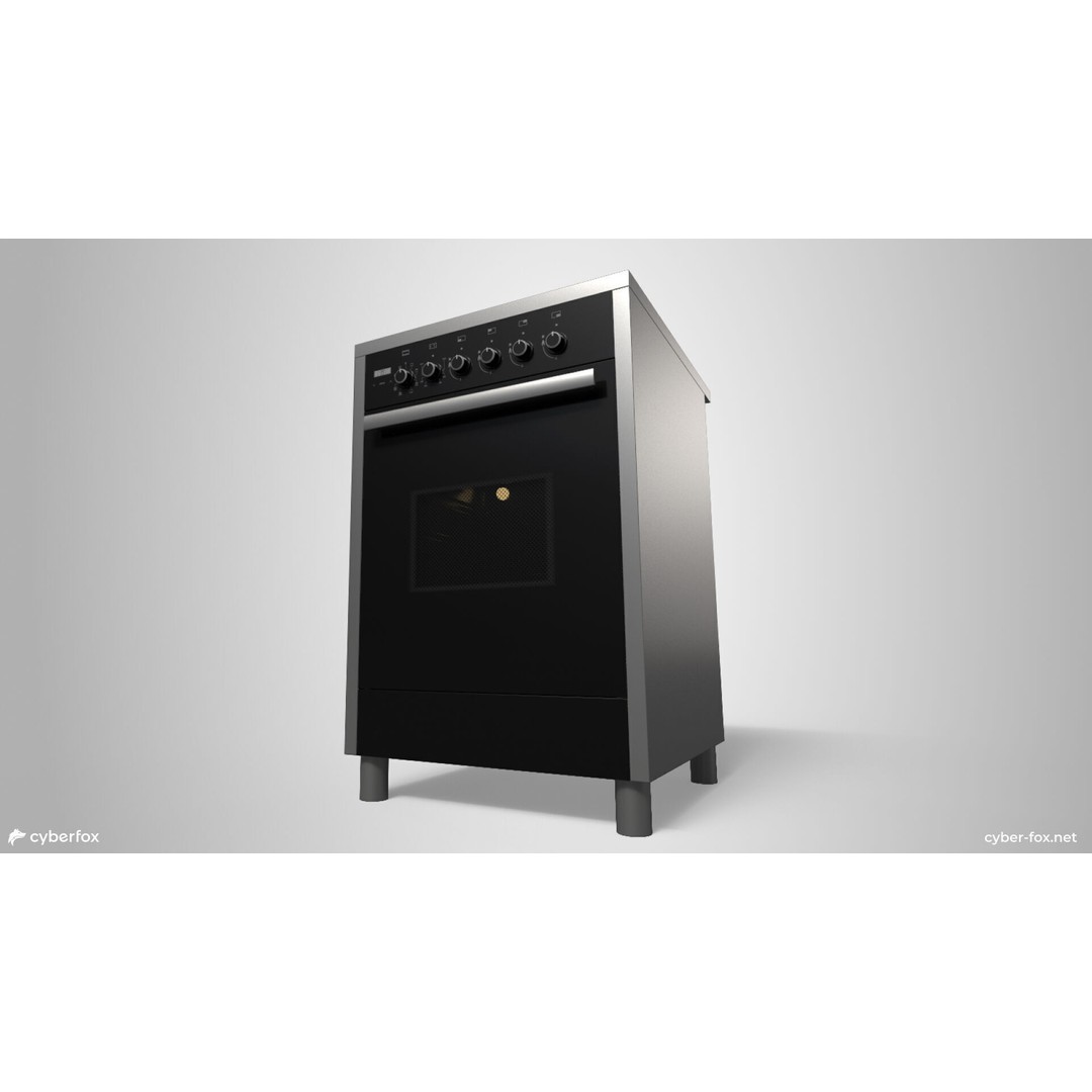 Stainless Steel Gas Stove 3D Model – Low Poly Game Asset, FBX - View 3