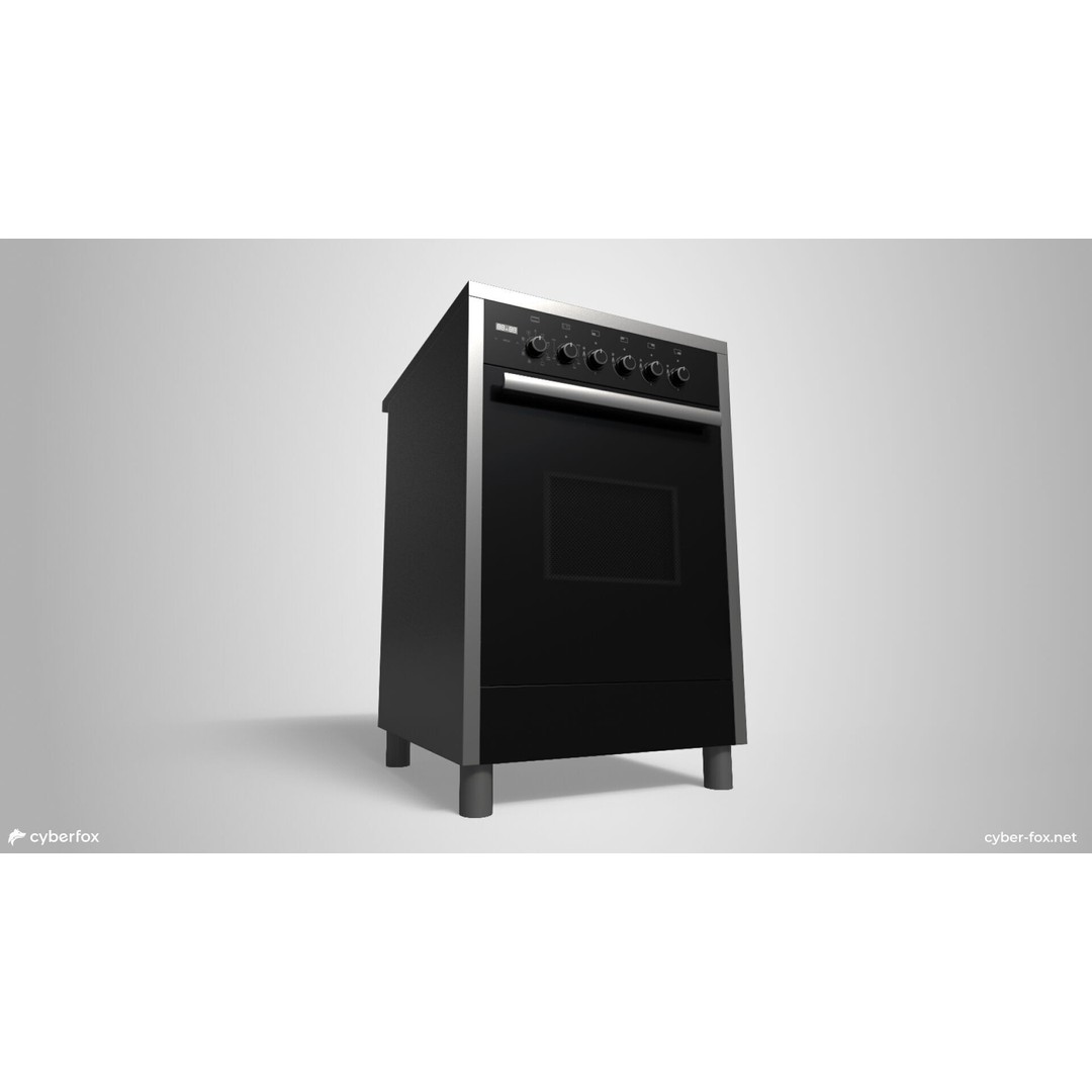 Stainless Steel Gas Stove 3D Model – Low Poly Game Asset, FBX - View 4