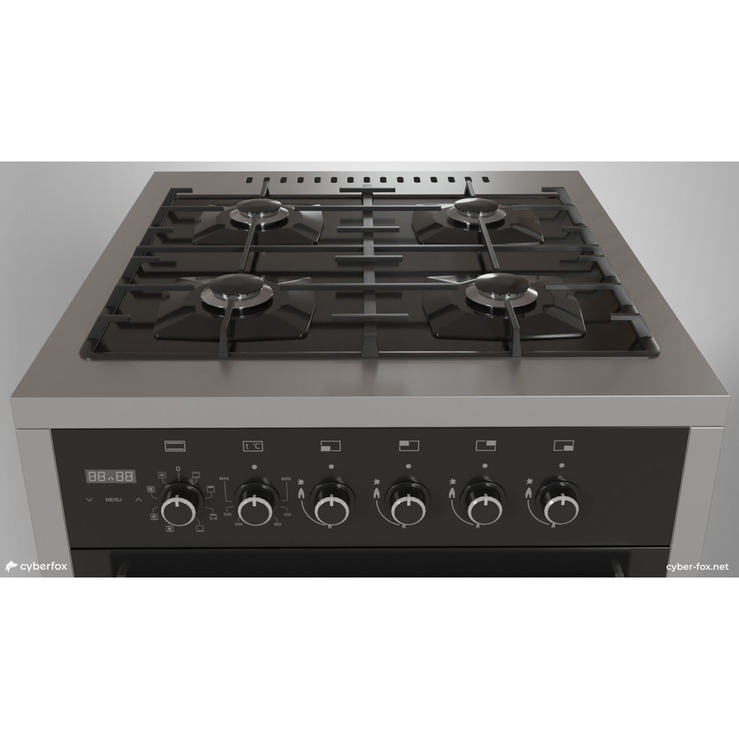 Stainless Steel Gas Stove 3D Model – Low Poly Game Asset, FBX - View 6