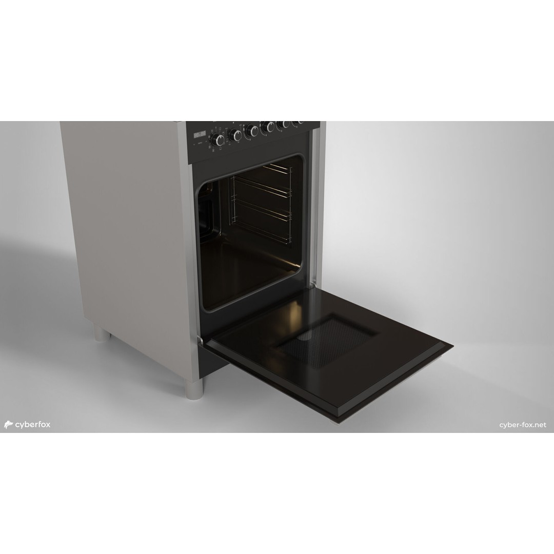 Stainless Steel Gas Stove 3D Model – Low Poly Game Asset, FBX - View 7