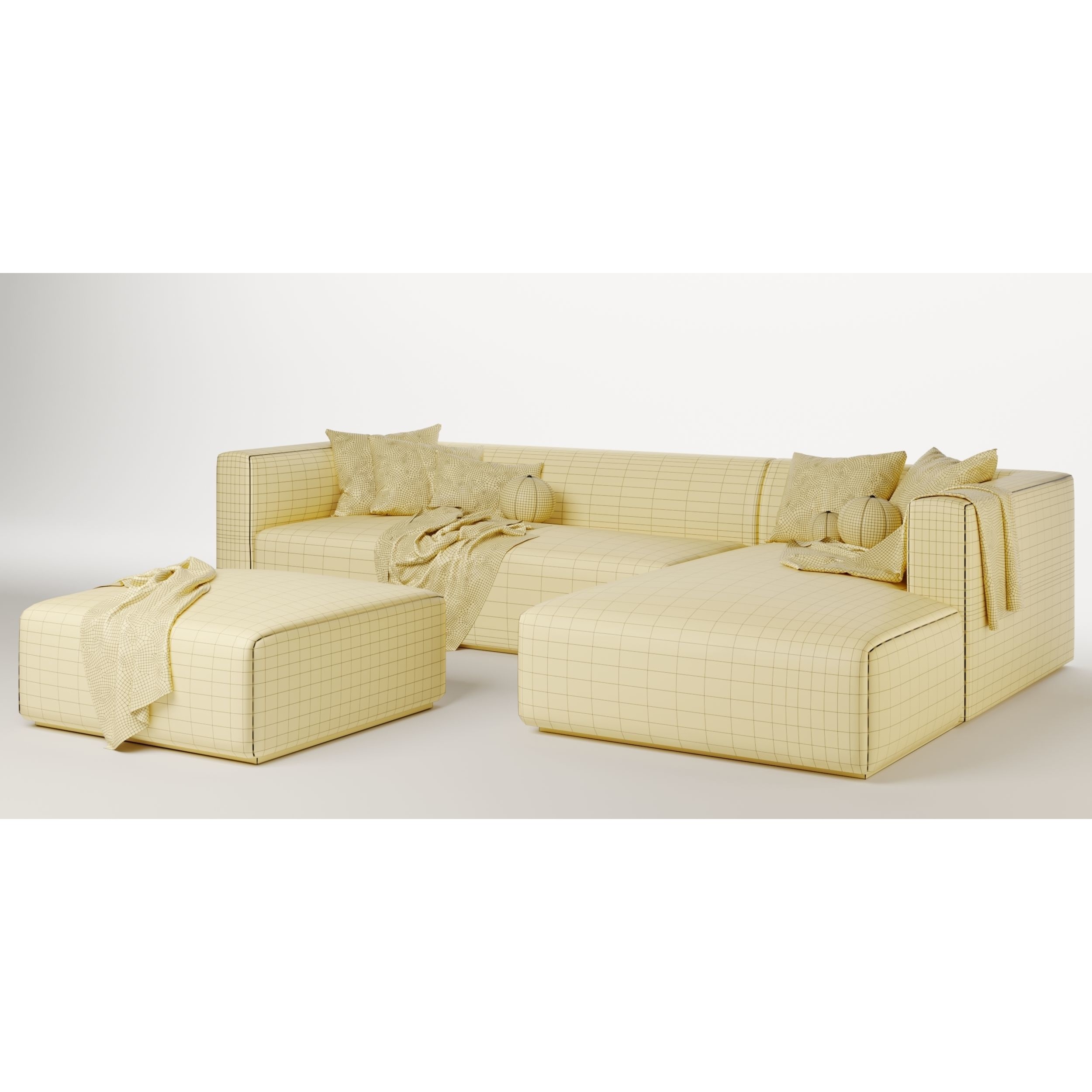 Match Sofa Set 02 - Game-Ready 3D Model