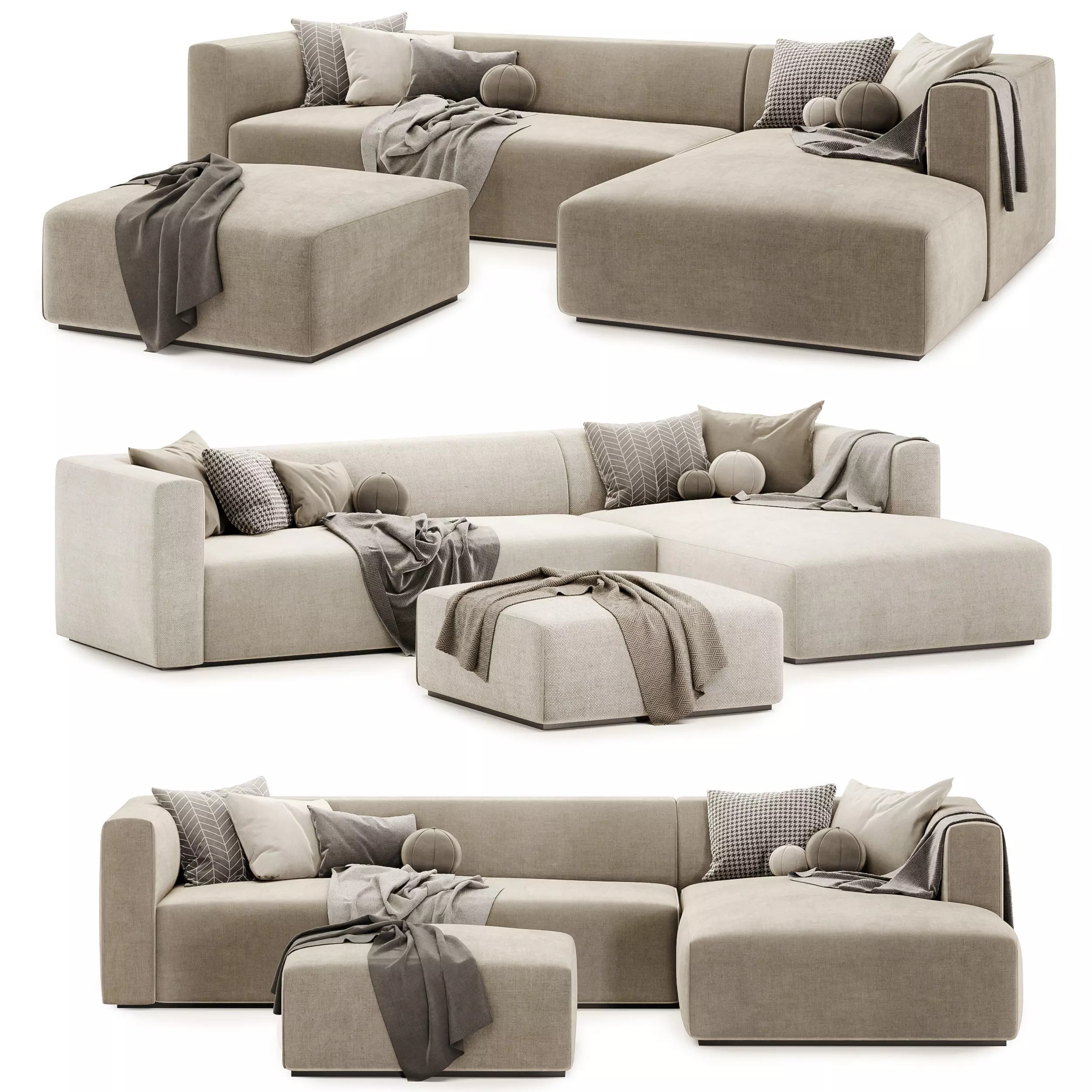 Match Sofa Set 02 - Game-Ready 3D Model - View 2