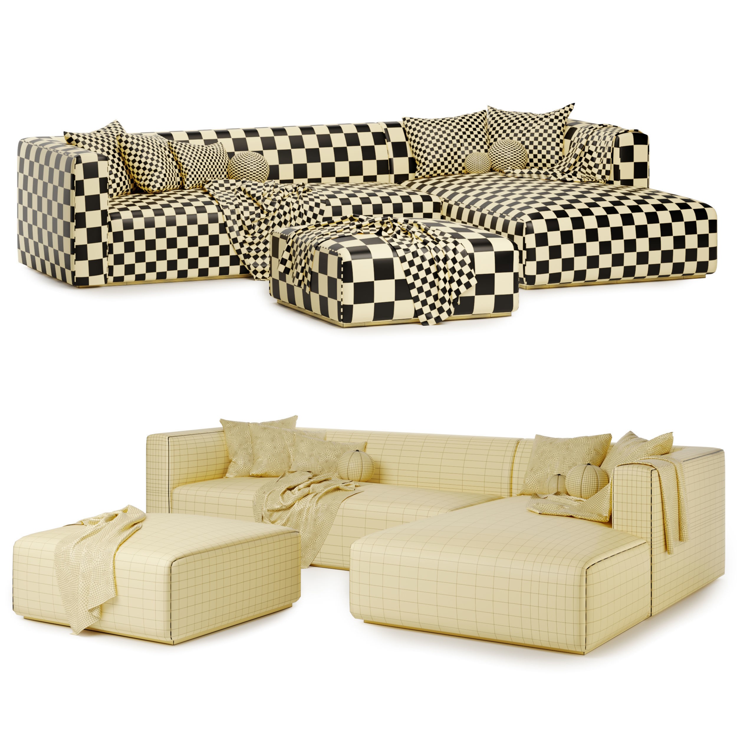 Match Sofa Set 02 - Game-Ready 3D Model - View 8