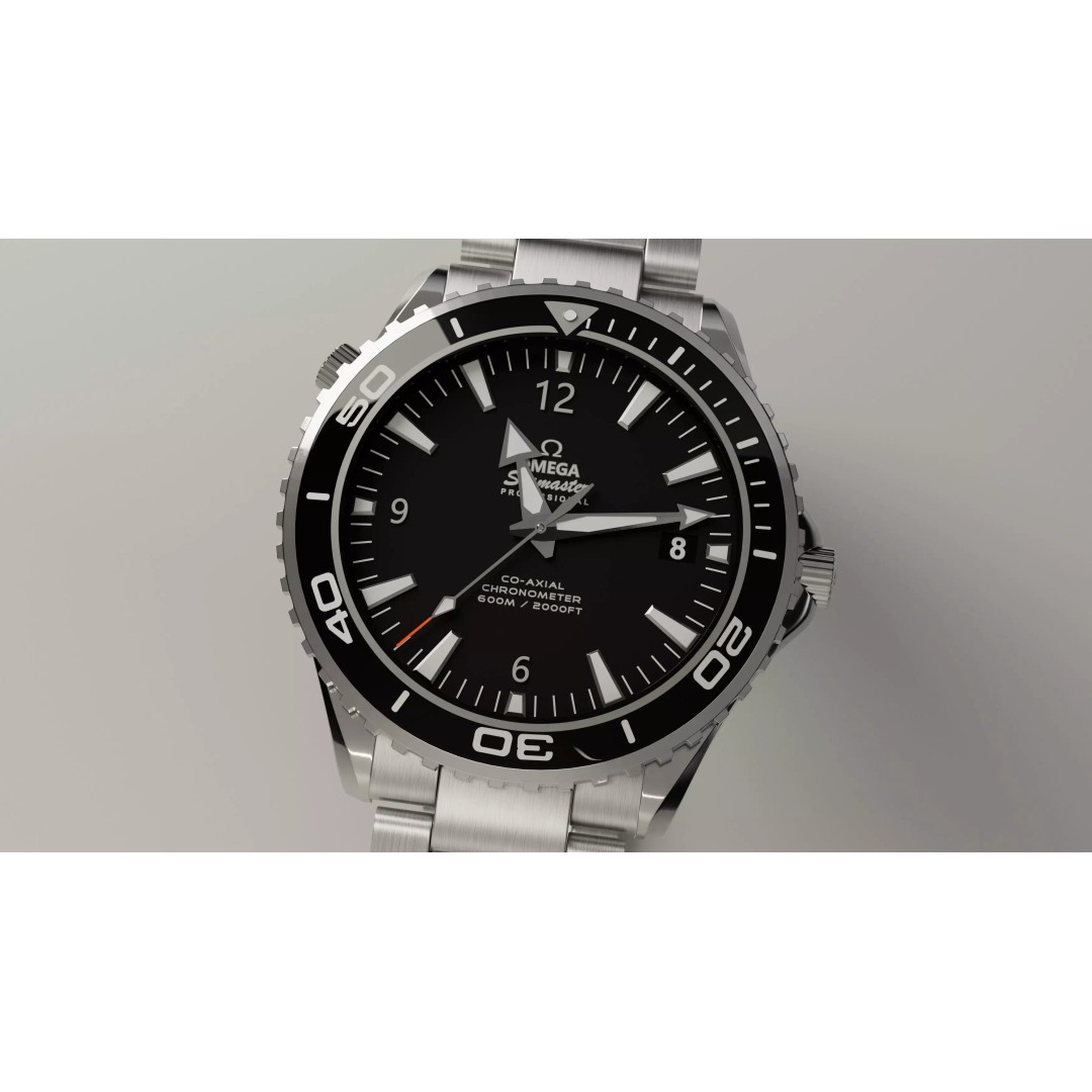 Omega Seamaster Planet Ocean 3D Model – Low Poly Animated Watch, FBX/OBJ - View 2