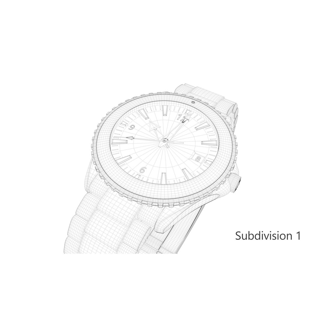 Omega Seamaster Planet Ocean 3D Model – Low Poly Animated Watch, FBX/OBJ - View 24