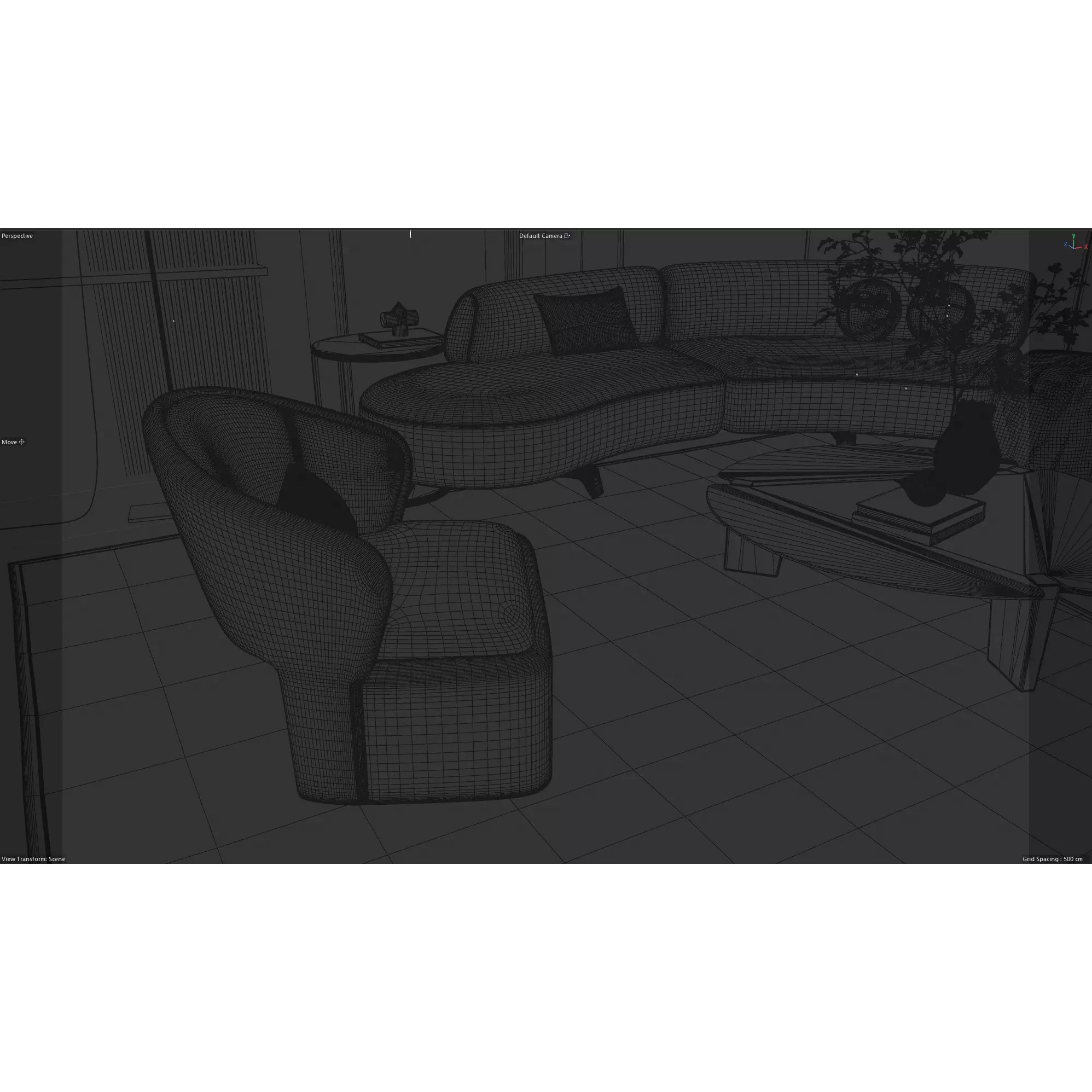 Modern Minimalist Living Room Interior Scene - 3D Model - View 10